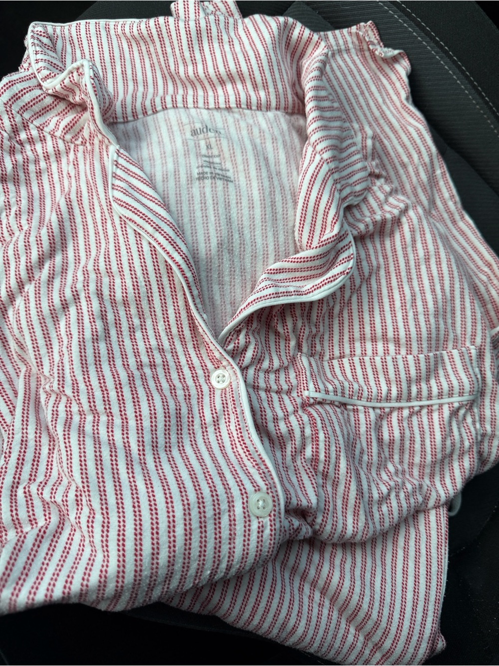 Auden White Button-Down Shirt with Red Stripes